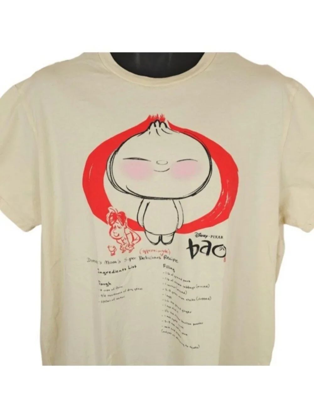 Pixar Bao T Shirt Mens Size XL Cream Recipe Disney Parks Short Film Merch
